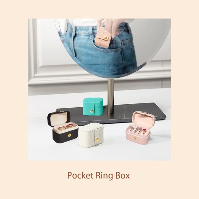 Travel Jewelry Ring Case,Small Jewelry Ring Box,Ring Holder,Mini Jewelry Case Portable Storage Case, for Women Girls, for Travel,Business,Wedding,Bridesmaid Gift (Black)