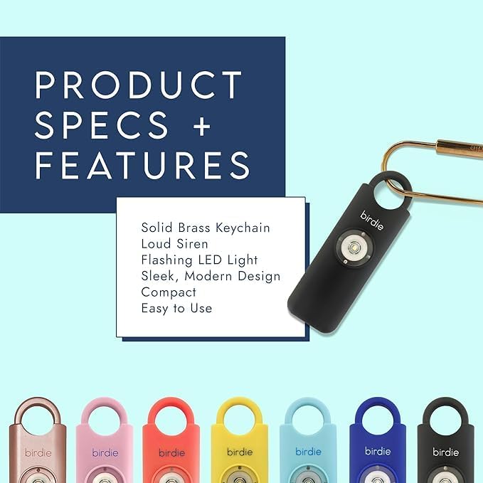 She’s Birdie–The Original Personal Safety Alarm for Women by Women–Loud Siren, Strobe Light and Key Chain in a Variety of Colors (Charcoal, 2 Pack)