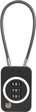 Combo Lock, Premium Cable Lock with Code, Combination Lock for Travel Security, Luggage, Suitcase, Backpack, Anti-Theft (Non-Luminous, Black)