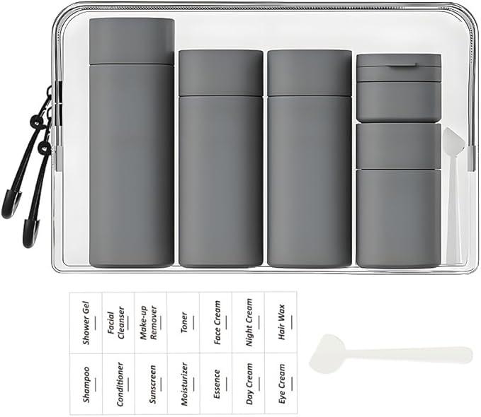 5 Pack Brief and Fashion Travel Bottles TSA Approved, BPA Free Travel Size Containers Refillable Squeeze Bottles for Cosmetic Shampoo Cream Conditioner … (Nordic Charcoal Gray)