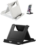 Portable Cell Phone Stand Holder for Desk, 【2 Pack】 Foldable Pocket-Sized Adjustable Mount, Universal Desktop Kickstand Compatible with iPhone, iPad, Kindle & Android Devices - Black & White