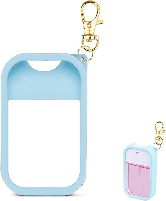 Silicone Case Compatible with Touchland Hand Sanitizer Spray, Protective Case with Keychain for Power Mist and Glow Mist 1 fl oz, Hand Sanitizer Spray Accessory (Blue, 1 Pack)