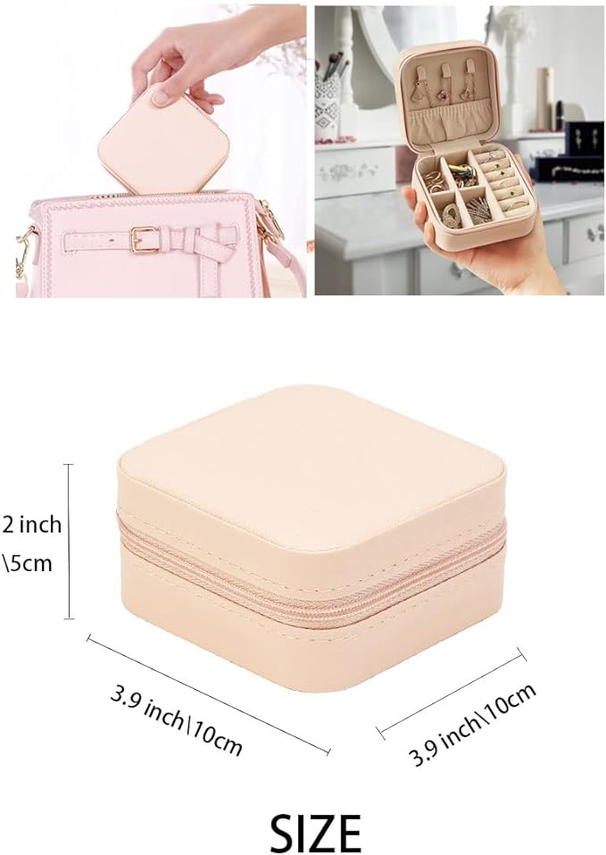 ZPROW Travel Jewelry Case, Mini Portable Jewelry Travel Boxes, Small Jewelry Organizer for Rings, Earrings, Pendants, Watches, Necklaces, Lipsticks Organizer Storage Holder Case (Pink-6packs)