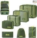 8-Piece Expandable Packing Cubes Set with Hanging Toiletry Bag, Lightweight Compression Travel Organizers for Carry-On Suitcase (Green)
