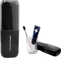 Toothbrush Travel Case, 2-in-1 Large Capacity Toothbrush Holder and Rinse Cup with Cover for Traveling, Camping, Gym, and Trips (Black)
