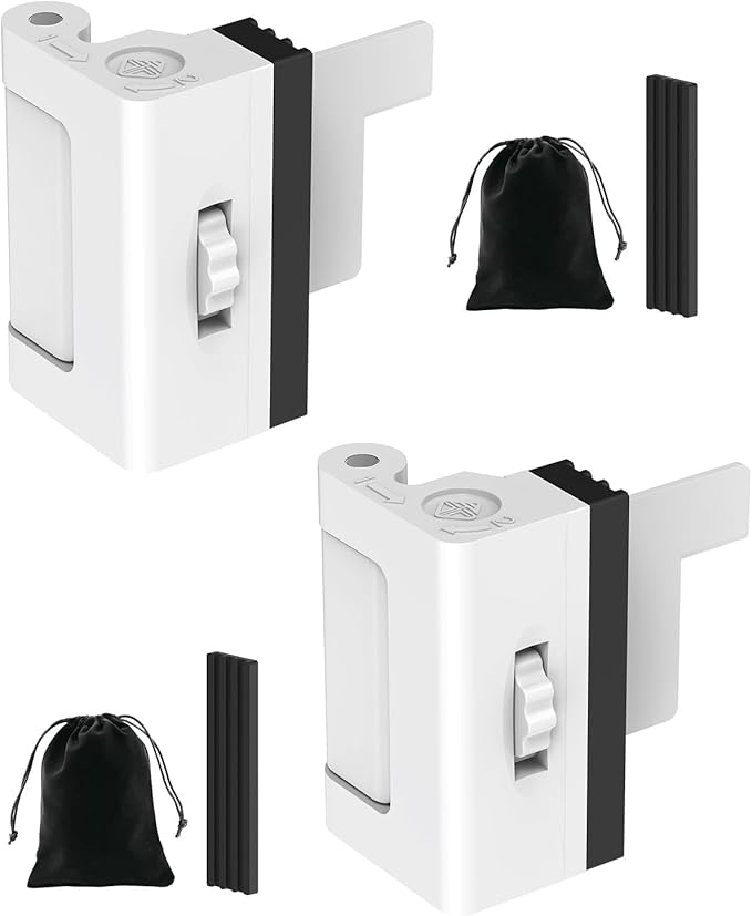 Portable Door Lock for Travel, Adjustable No Drilling Door Reinforcement Lock, Extra Latch Stopper for Hotel Room, Home Apartment, Inward Swing Door - Family & Travelers Security (White-2PCS)