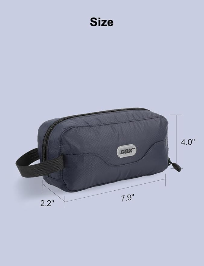 GOX Travel Small Toiletry Bag for Men Nylon Dopp Kit Medicine Bag Travel Organizer Pouch Shave Kits for Teens Toiletry Essentials Bathroom Compact (Navy, 7.9 * 3.7 * 2 Inches)