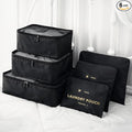 6 Set Travel Packing Cubes for Luggage – Laundry Pouch Organizer Bags, Lightweight Storage Pouches for Clothes, Shoes, and Toiletries (black)