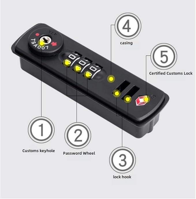 Travel Locks TSA Approved Luggage Locks,Customs Combination Lock - Keyless, Portable Customs Code Travel Backpack Baggage Replacement Accessories