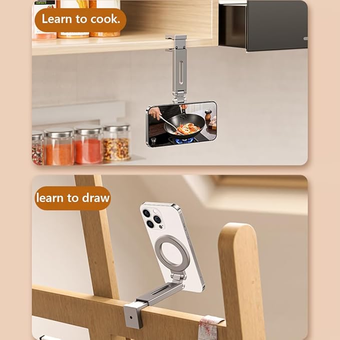 Magnetic Airplane Phone Holder Travel Essentials 360° Flexible Rotation Hands-Free Airplane Phone Mount Foldable Cellphone Mount Adjustable for iPhone 15 Pro Max 14 13 12 Series