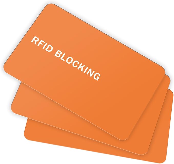 RFID Blocking Card - 3 Pack, Contactless NFC Credit Card ID Protection Safe Bank Card Passport Entire Wallet Purse Shield Protector Blocker Guard (Pack of 3, Orange)