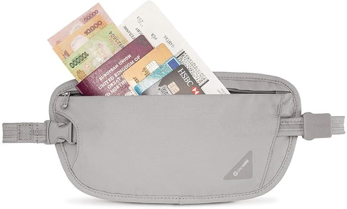 Pacsafe Coversafe X100 Anti-Theft RFID Blocking Waist Wallet, Neutral Grey