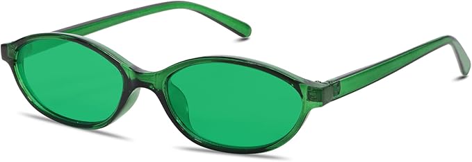 GUVIVI Retro Oval Sunglasses for Women Chic Cat Eye 90s Sunnies Lightweight Narrow Shades Trendy UV protection Sun Glasses
