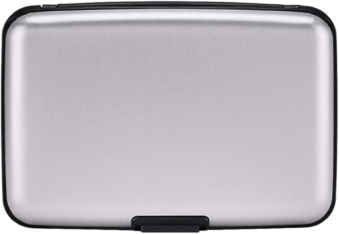 ELFISH RFID Blocking Credit Card Protector Aluminum ID Case Hard Shell Business Card Holders Metal Wallet for Men or Women (silver)