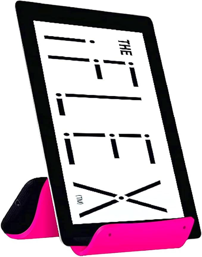 IFlex Cell Phone Stand and Tablet Stand for Air Travel, Work and Home- Flexible Phone Holder is The Perfect iPhone Stand and Holds Any Mobile Device- Non-Slip Grip, Strong and Durable- Neon Pink