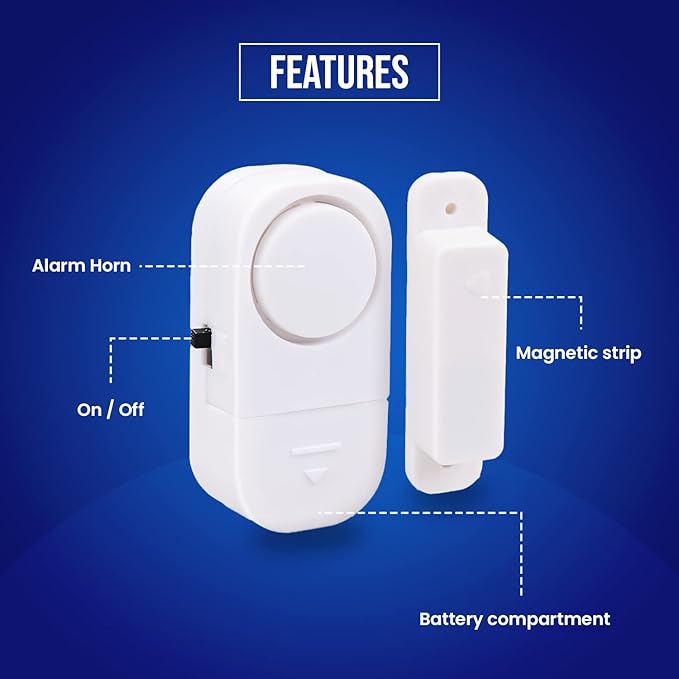 Doohickey Perfect Alarm, Personal Security System to Keep You and Your Family Safe, Great for Doors, Medicine Cabinets, Gates, Windows, and More, Easy to Install No Wires or Tools Required (4 Pack)