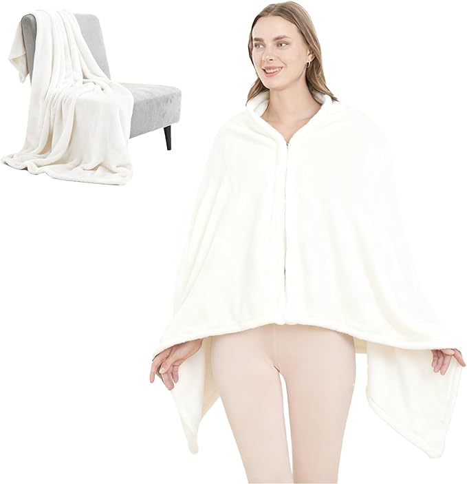 SNZ Wearable Blanket for Womens and Mens, Comfy Flannel Poncho, Snuggie Warm Shawl Wraps for Women, Birthday Gift Ideas