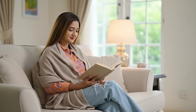 Wayfarer Shawl with Pouch | Voyagers Comfort Set with Luxury Travel Scarf, Eye Mask, Satin Scrunchies & Travel Pouch