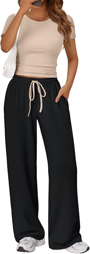 Trendy Queen 2 Piece Matching Summer Lounge Set Womens Side Ruching Top Wide Leg Pants Sets with Pockets