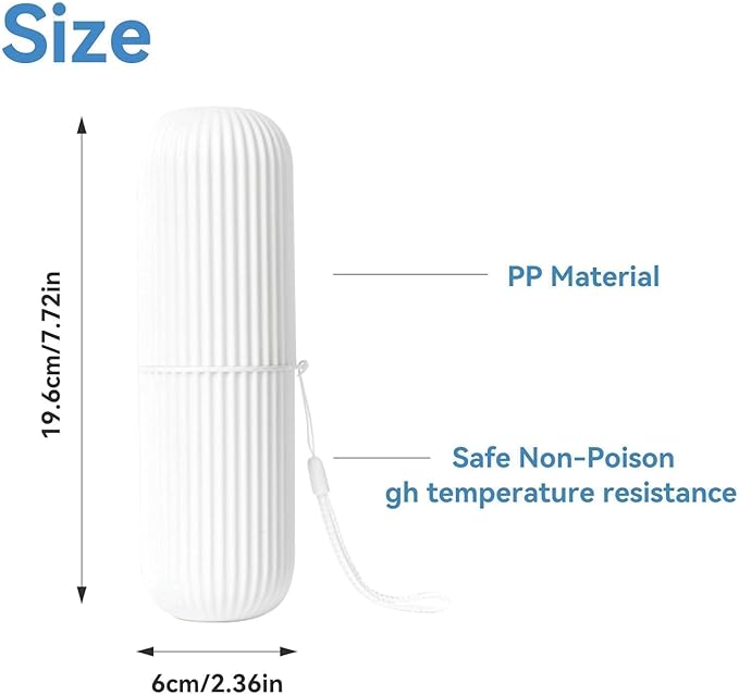 Cyrank Toothbrush Travel Case, Travel Toothbrush Holder, White, 7.7*2.4in