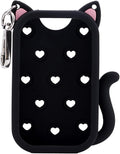 Cat Silicone Case for Touchland Hand Sanitizer Spray 1 fl oz/30ml, Soft & Portable Silicone Protective Holder for Touch Land with Keychain Practical Travel Accessories (Black)