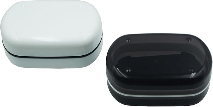 2 Pack Travel Soap Case Holder,Portable Soap Box with Draining Layer for Shower,Bathroom,Camping,Hiking,Gym (Black and White)
