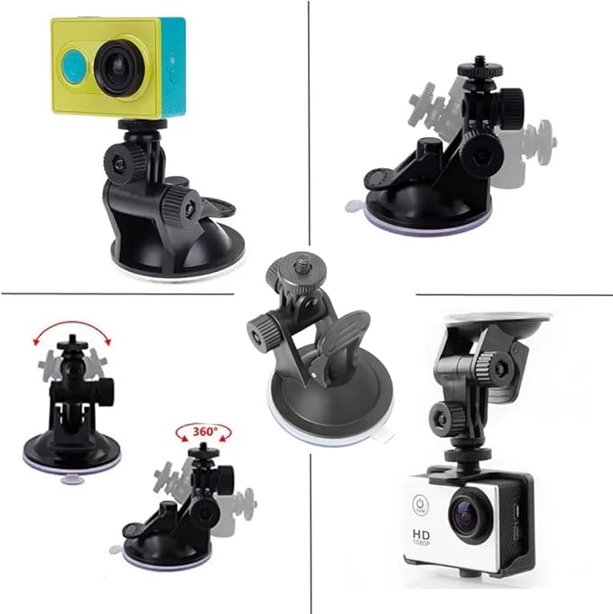 2 Pack Dash Cam Suction Cup Mount with 1/4 Screw Thread Windshield Camera Holder Stand for Car Dashcam GPS Driving DVR Action Camcorder Phone Bracket Video Recorder