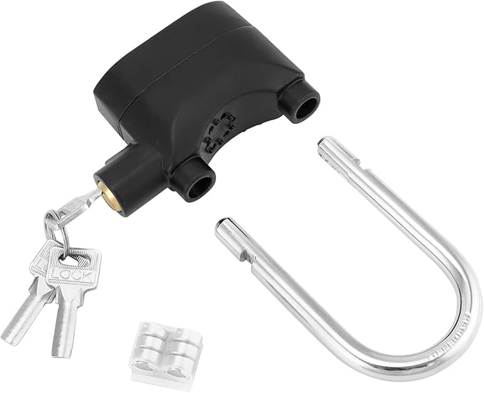 QWORK Alarm Lock, 110 Db Universal Security Alarm Lock System Burglar Door Motor Bike Padlock with 6 Keys (Black), 2 Pack