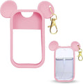 Mouse Design Silicone Case Compatible with Touchland Hand Sanitizer Spray 1 fl oz, Silicone Protective Case Holder with Keychain for Power Mist and Glow Mist, Pink