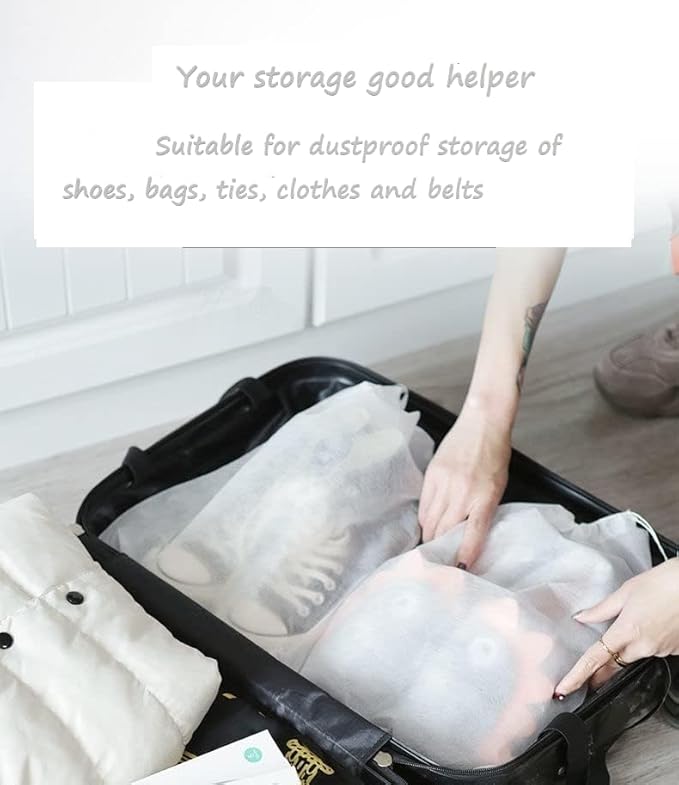 30 eco-friendly travel shoe bag storage bags, non-woven breathable dust-proof bag with rope, suitable for storing shoes and bags, isolate dust and keep shoes and bags clean and tidy. (9.8inX13.77in)