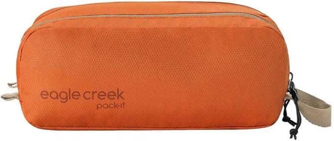 Eagle Creek Pack-It Reveal Quick Trip - Dual-Compartment Toiletry Bag for Travel - Full-Length Zipper Compartments - Recycled Fabric Construction - Water-Resistant & Quick-Drying - Mandarin