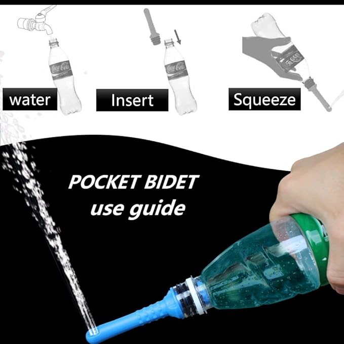 2PCS Backpacking Bidet - Portable Bidet for Toilet - Travel Bidets , Universal Shower Pipe for Traviling, Compatible with Every Bottle. Discreet,Ecological,Mini, Elderly,Sprayer (2pcs-Pocket Bidet)