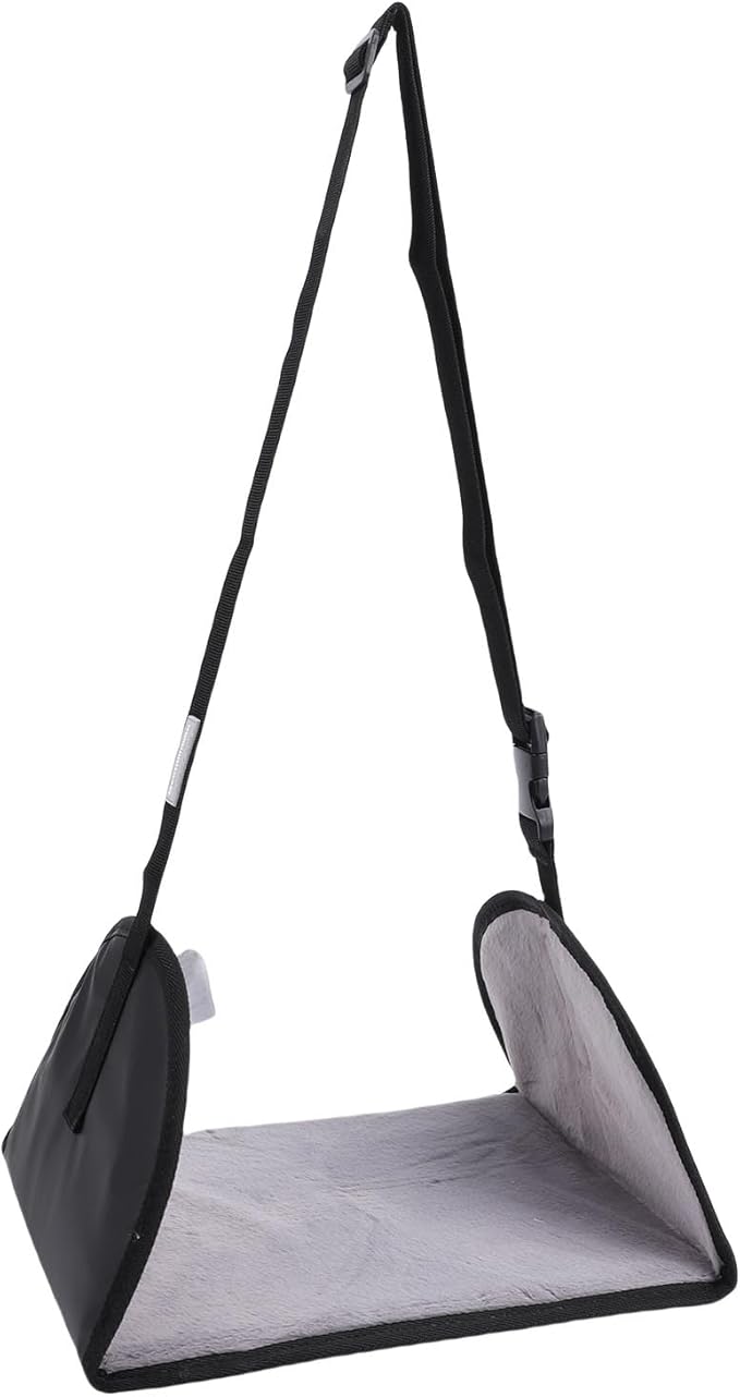 Foot Hammock for Plane Travel, Airplane Foot Rest with Extended Adjustment Strap, Travel Essentials to Relax Your Feet (Black)