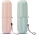 UCEC Travel Toothbrush Case, Toothbrush Holder Travel, Toothbrush Case for Traveling, Camping, Home, School, Business, Bathroom, 7.7" x 2.36" x 2.36" for Soft Toothbrush Up To 7.4 inch (Green, Pink)