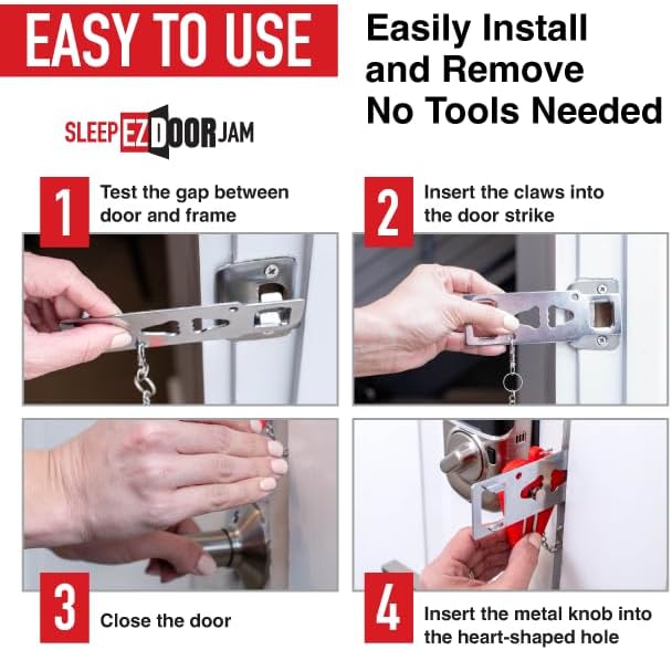 Sleep EZ Portable Door Lock - Set of 2 Travel Door Locks for Hotel Room, B & B, or Dorm Room Security - Portable, Ultra Secure Dorm Lock