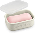 Quatish Compact Leakproof Travel Soap Case, Silicone Soap Box with Draining Layer, Enhanced Soap Container, Suitable for Camping, Gym, Bathroom, Outdoor Essentials, Beige