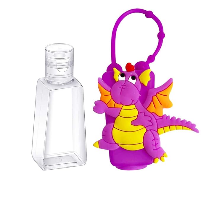 6Pcs Travel Size Kids Empty Hand Sanitizer Bottles with Keychain Holder Detachable Silicone Protective Case 30ml Plastic Travel Bottles Leak Proof Refillable Containers - Dinosaur
