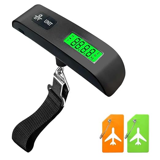 Luggage Scale, Portable Luggage Weight Scale with 2 Luggage Tags, LCD Weight Display and 4 Unit Switching Functions, 110lb Luggage Scale Travel Digital for Luggage, Travel,Backpacks, Handbags(Black)