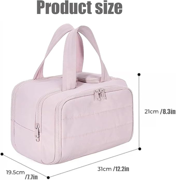 Toiletry Bag,Lightweight Travel Bag for Man and Women, Puffy Cosmetic Makeup Bag Organizer with Handle for Accessories,Essentials, Toiletries, Travel Small Bag (57bai)