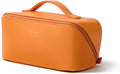 EACHY Travel Makeup Bag, Large Capacity Cosmetic Bag for Women, Waterproof PU Leather, Flat Open Portable Toiletry Bag for Skincare, Brushes & Travel Essentials