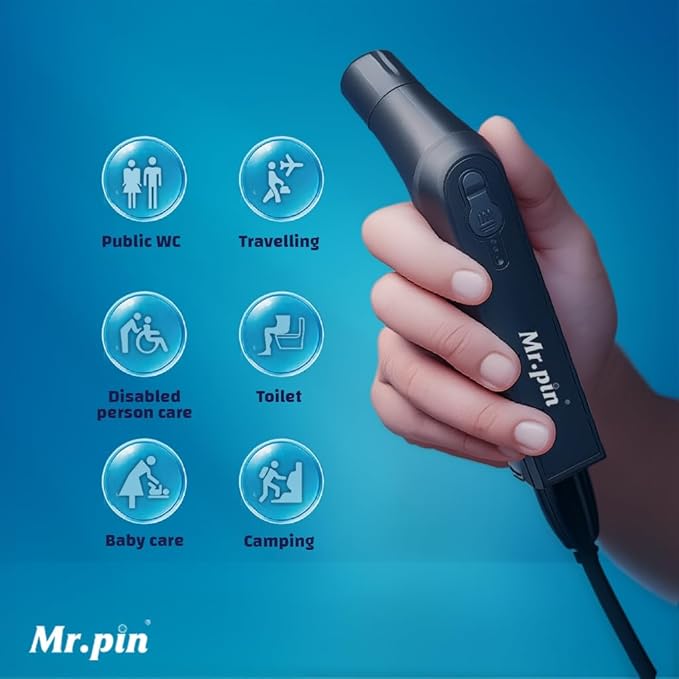Portable Travel Bidet Electric Rechargeable Handheld Personal Bidet Sprayer for Personal Cleaning for Toilet with 2.3 liters Water Container (Black)