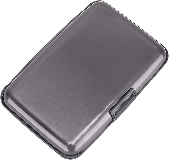 ELFISH Mini RFID Aluminum Wallet Credit Cards Holder Business Card Case Metal ID Case for Men Women (Grey)