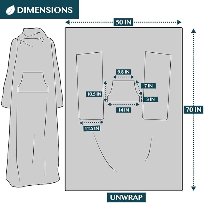 PAVILIA Blanket with Sleeves for Adult Women Men, Soft Warm Wearable Blanket Fleece Wrap Throw, Robe Blanket Gift