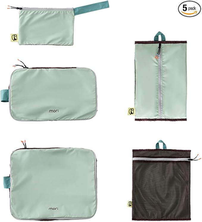 Morning Deer 5-Piece Set Packing Cubes for Travel,Hanging Luggage Storage Organizer Bags for Suitcase, Perfect for Business Trips & Vacation Organize Clothes, Shoes, Toiletries,Cosmetics & Cards