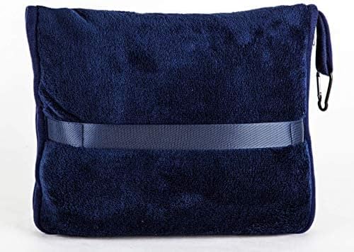 BlueHills Soft Long Travel Blankets 70X48 inches Large Plush Value Pack Set of 2 - Premium Airplane Travel Essential Flight Blanket Throw in a case Compact Plane Travel Gift – Navy Blue and Black