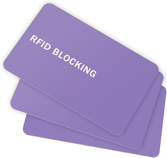 RFID Blocking Card - 3 Pack, Contactless NFC Credit Card ID Protection Safe Bank Card Passport Entire Wallet Purse Shield Protector Blocker Guard (Pack of 3, Purple)
