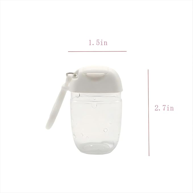 9 Pack 30ml Refillable Cosmetic Bottles | Empty Containers Mini Hand Sanitizer & Lotion Dispensers with Travel Hook, Clear Reusable Portable Pump for Liquids Creams - White Flip Cap Carrier