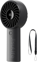 JISULIFE Handheld Portable Fan, Stronger and Longer-Lasting: 5 Speed, 5000mAh Battery, 12-Blade Turbo For Powerful Wider Wind, LED Display, Rechargeable Personal Fan for Travel Concerts Makeup-Black