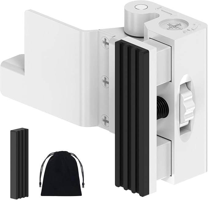 Upgraded Portable Security Door Reinforcement Lock - No Drilling Flip Lock Latch Prevents Unauthorized Entry Fits Inward-Opening Doors, Apartment, Hotel, Travel (White-1 Pc)