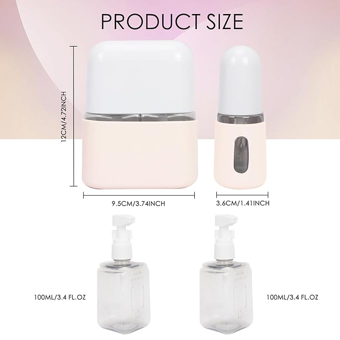 Songaa Travel Bottles Leak Proof, 2 in 1 Travel Containers for Toiletries, Refillable Plastic Bottles with Lid, Travel Accessories Shampoo Conditioner Bottles Beige